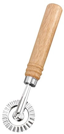 Pasta Cutter Wheel,Wood Zinc Alloy Ravioli Cutters Pastry Making Tools,Wavy Spiral Crimper Circle Non-Stick Knife Roller Cutting for Kitchen Maker Dough Pie Pizza Cookie Cracker Rolling Lattice Tool