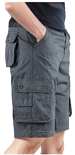 Générique Short Homme Treillis Militaire Baggy Pantalon De Travail Cargo Bermuda Pantacourt Été Grande Taille Tactique Shorts Et Bermudas Long Vêtements Camouflage avec Élastique À La,Gris foncé,6XL
