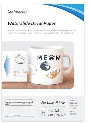 Cartridgeify Premium Transparent Water Slide Film 8 Pieces for Laser Printers - Transfer Film for Candle Tattoos, Ceramics, Glass and Cups - Waterslide Decal Paper