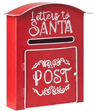 Beliani Boîtes aux Lettres pour Père Noël en Métal Accessoire Décoration Intérieur Extérieur Rouge Espoo