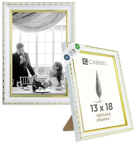 CABBEL fotoram CELI 13x18 cm 2-pack guld/vit – barock vintage ram antik stil – dekorativ ram med splitterfritt akrylglas – för foto, poster & certifikat – elegant för hem