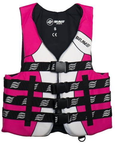 BRAVE SPORTS Chaleco Ayuda a la Flotabilidad 50N Certificado Adultos – Apto Kayak, Moto de Agua y Deportes Acuáticos – Nylon Resistente + PVC – 4 Cintas