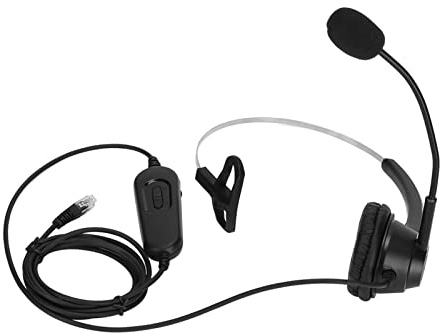 Generic RJ9-telefonheadset Enkelsidigt Brusreducerande Justerbar Volym för Kundtjänstkontor och Callcenter Svart
