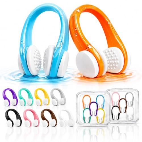 Nose Clips Swimming – 10 Pcs Silicone Swimming Nose Clip for Adult and Kids (Aged 7+), Waterproof Nose Plugs with Storage Box, Multicolour,for Beginners