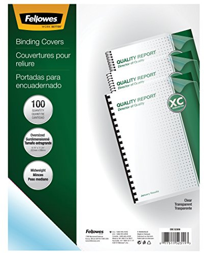 Fellowes Transparent PVC Binding Covers, Oversize, 100 Pack (52311)