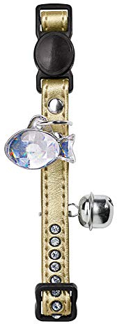 HUNTER MODERN ART LUXUS Katzenhalsband, Kunstleder, Strasssteine, Sicherheitsverschluss, gold