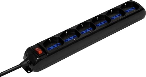 Multipresa Elettrica Salvaspazio BRENNENSTUHL Eco-Line 1155429 - Ciabatta con Interruttore e 6 Prese Universali (IT10/16A - DE 16A) da Scrivania per la Casa o l'Ufficio - Cavo da 1,4 m