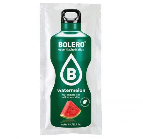 BOLERO Bebidas de 24 bolsitas de 9 gramos con sabor Water Melon – Preparado instantáneo para bebidas con Stevia y vitamina C y sin azúcar