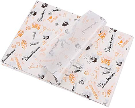 100 Blatt Lebensmittel- und Sandwichpapier Lebensmittelpapier Packen Deli Basket Liner Fettdichte Verpackungen für Kuchen/Geschenk/Käseburger/Sandwich/Brot
