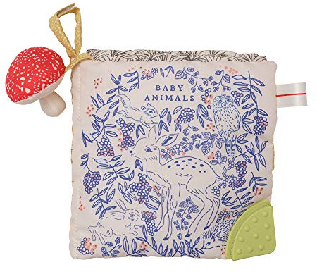 Manhattan Toy Deer One Soft Activity Crinkle Book & Fold Out Pat Mat for Baby, Toddler with Squeaker, Discovery Mirror and Teether