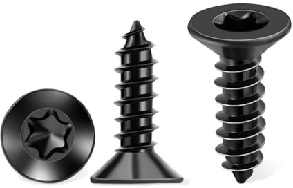 100 Stück 4 x 16 mm Holzschrauben Edelstahl A2 Senkkopf Vollgewinde Schwarz Beschichtet, M4 Torx Spanplattenschrauben Universalschrauben mit T20 Bit - TPOHH