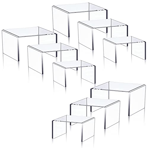 Lighterday Set di 9 alzate trasparenti in acrilico per esporre cupcake e dolci, espositori per caramelle, alzate in acrilico per figure