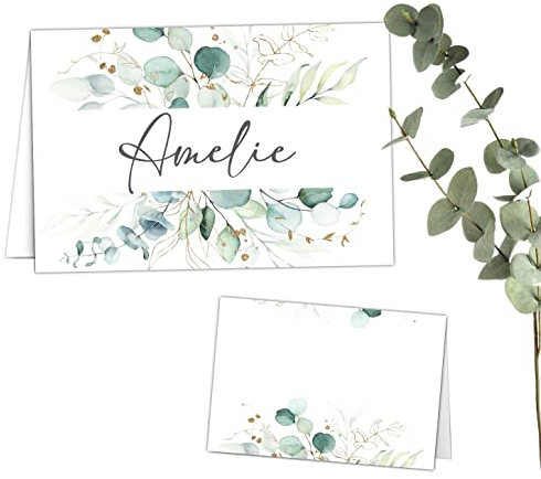 Kackspecht Tischkarten Namenskarten 50 Stück zum beschriften Hochzeit Geburtstag Konfirmation Kommunion Taufe Feier Namensschilder zum selbst beschriften Boho