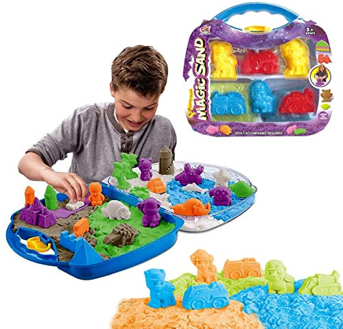 xwin sportseries Space Magic Sand Play Set 1000g with Handle Box & 10 Pcs Accessories Shape Molds, Fun Gifts Toy for Boys & Girls, Make Your Own Craft Activity for Kids