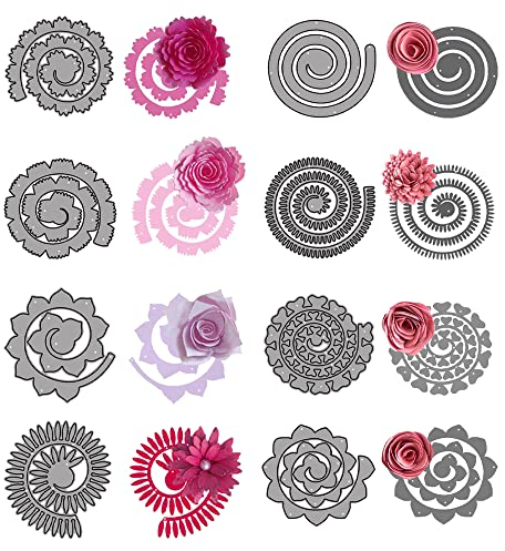 Pilikoll 8 Stück Blumen Schablonen Cutting Dies Stanzformen Dreidimensionale 3D Blumen Stanzschablone für DIY Dekor, Scrapbooking,Papierhandwerk, Fotopapier