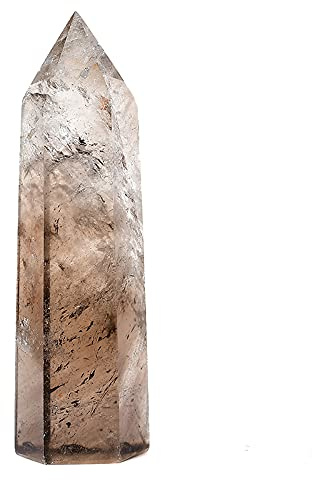 Naturlig rökkvarts Kristallpunkt Reiki Healing Stone Hexagonala prismor Obelisk Wand Tower Energimeditation Gör-det-själv-present (Color : Smoky Quartz, Size : 70-80mm)