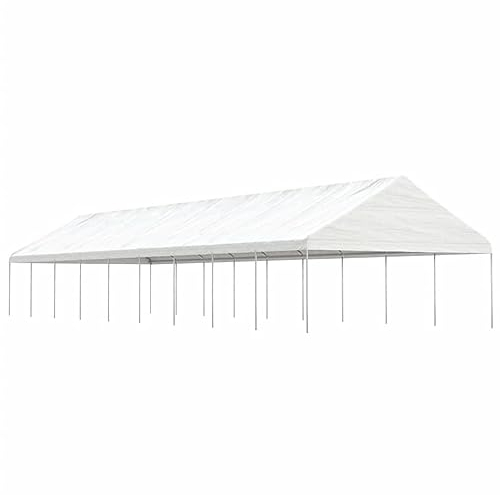 vidaXL Pavillon, Gartenpavillon mit Dach, Gartenzelt Stahlrahmen, Garten Partyzelt Festzelt Zelt, Weiß 20,07x5,88x3,75m Polyethylen