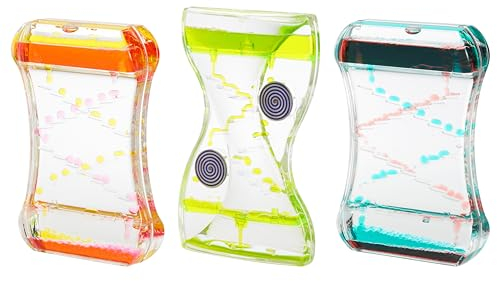 THE TWIDDLERS 3 Flüssigkeits Timer Sanduhren (14cm, 3 Entwürfe) - Sensorik Beruhigende, Fließende Tropfen - Geschenk/Spielzeug zur Stressreduzierung für Kinder & Erwachsene, ADHS, Autismus Ausrüstung