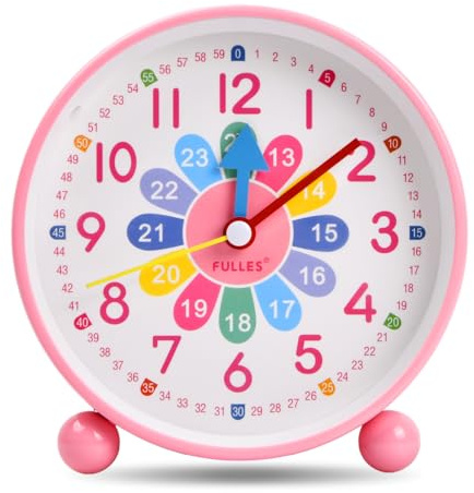 Hoxfly Children's Alarm Clock, Silent Non-Ticking Analog Quartz With Snooze and Light, Bedside Wake Up Clock for Kids, Learn The Time Boys Girls (A)