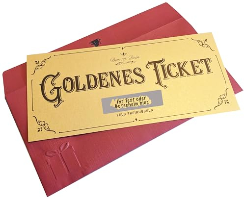 Bear and Bee Goldenes Ticket - Spezial Rubbellos Gutschein zum Selbstausfüllen - Geburtstag Weihnachten Geschenk Rubbelkarten (1 Stück)