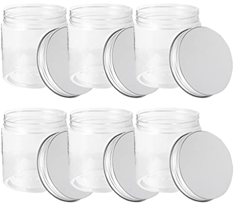 Housoutil Einmachgläser Mit Deckel, 6 Stück 250 Ml Plastik Einmachgläser Mit Aluminium Deckel, Schraubdeckelglas Zum Einmachen Aufbewahren Von Lebensmitteln Und Gären