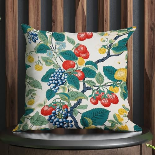 DecStic Fundas de cojín de verano para jardín de cerezas, limones, cítricos, para exteriores, fresas, frutas, temporada, funda de cojín impermeable para muebles de patio, tienda de campaña, jardín, 16