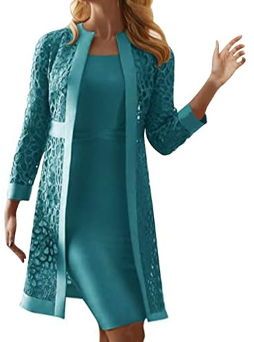 HAOLEI Set di Abito a Vita Alta e Cardigan, Vestito a Tubino da Donna per Banchetto e Cerimonia Elegante, Traspirante e Confortevole per la Primavera e L'Estate