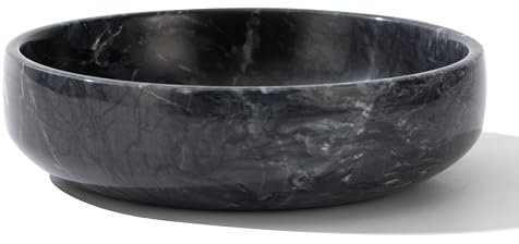 CM CHIC MONDAY 6.7 Large Decorative Marble Bowl for Home Decor, Keys, Candy, Smudge - Coffee Table Centerpiece (Natural Black)