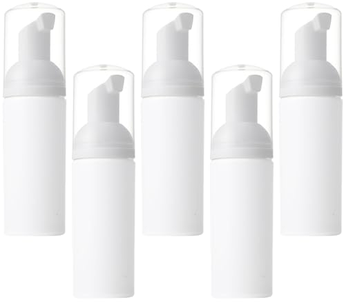 5 PCS Plastic Foam Pump Dispenser Bottle,50ml Soap Foam Bottle,Empty Plastic Refillable, Shower Gel Bottles for Travel Lotion Shampoo Body Wash