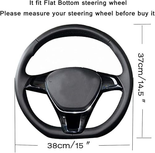 LOTEZAVA D Shaped Steering Wheel Covers -Soft Pu Leather Steering Wheel Cover Microfiber Sport Style Anti-Slip Breathable Car Steering Wheel Cover Fit 14.5-15 Car Accessories For Women Men