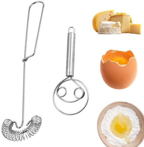 OHYER 2 pezzi Frullatore per impasto impastatore Set di fruste a filo in acciaio INOX frusta Danish Whisk Frusta spirale da cucina acciaio inossidabile Per mescolare sbattere schiumare e miscelare