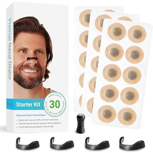30Pcs Breathing Nasal Strip, Magnetic Nose Strip for Breathing, Anti Snoring Nasal Strips, Nasal Sleep Aid Strips, Anti Snoring Devices for Home, Travel, Business Trip(Black)