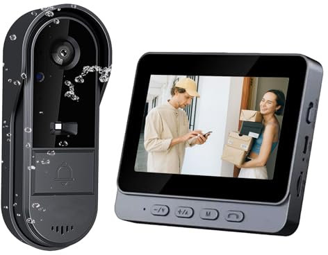Sonnette sans fil avec caméra 1080P - Vidéo extérieure - Système d'interphone - Étanche - Grand angle de 170° - Vidéo - Interphone - Sonnette de porte - Ecran IPS de 4,3 pouces - Sonnette avec