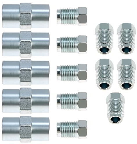 QWORK® 10 Schraubverbindungen M10x1 und 5 Steckverbinder M10x1 für Bremsleitung Ø 4.75 mm