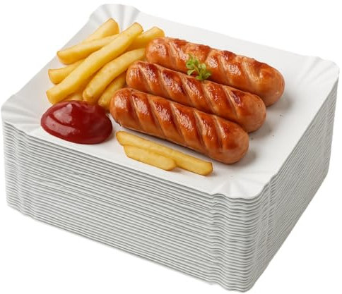 Pakomat Teller Papierschale 14x20cm 25 Stück Einweg-Teller, Dessertteller rechteckig, stabile Pappteller, umweltfreundliches Partygeschirr Pappteller biologisch abbaubar