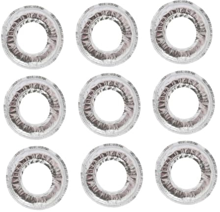 Mobestech Couvercles de Brûleurs Résistant la Chaleur et Anti-huile pour Cuisinière à Gaz Forme Ronde en Papier D'aluminium Argenté Lot de 10 Pièces Cuisine