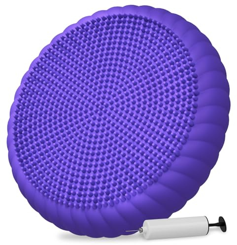 Coussin oscillant avec pompe de gonflage – Disque d'équilibre pour enfants sensoriels (violet)
