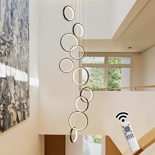 Qcyuui Candelabros Modernos para Escaleras Luces de Techo con Altura Ajustable Luz Colgante Premium y Luz de Ático para Espacios Amplios Ideal para Tramos de Escalera Salones y Villas