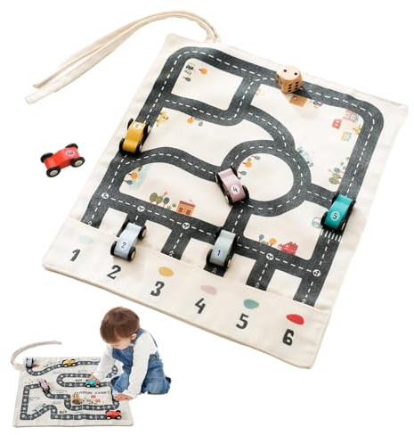Juego de coches de mesa – Juego de carreras accionado manualmente, coches deslizantes, diseño de pista de doble carril, divertido de reacción | con juegos familiares en interiores para niños
