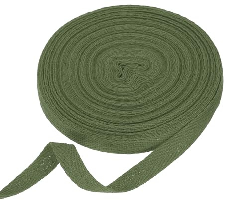 QUARKZMAN Nastro in Twill di Cotone 3/8 Pollici 11 Iarde Nastro A Spina di Pesce Nastro A Bordo Obliquo per Fai da Te Cucito Incarto Regali Verde Oliva