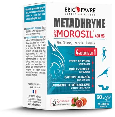 METADHRYNE MOROSIL - Brûleur de Graisses à l’Extrait d’Orange Rouge Morosil - Complément Minceur, Métabolisme & Ventre Plat - 60 Comprimés - Eric Favre