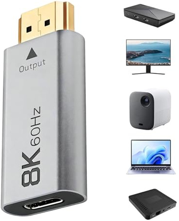 Telefonadapter för hona till – 8K Plug and Play-omvandlare – 60 Hz projektoradapter med låg latens – för telefon, bärbar dator, projektor, spelkonsol TV
