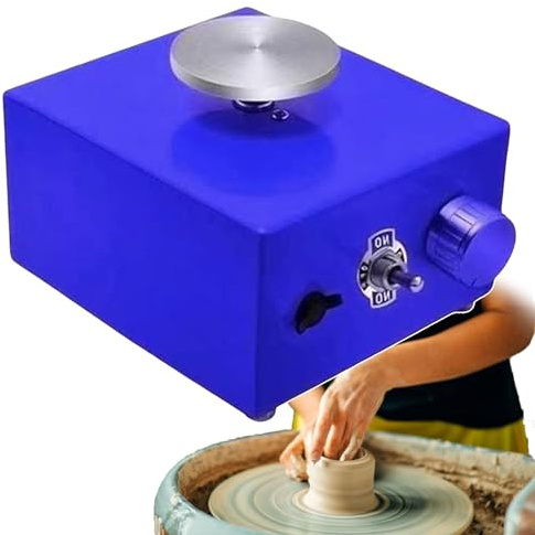 torno de alfarero, Plato giratorio de 0 a 2000 rpm con rotación bidireccional controlable y 8 herramientas for modelar arcilla for la enseñanza cerámica(Blue)