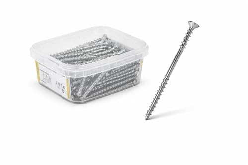 Wkret-Met distansskruvar 6 x 60 mm TX Torx galvaniserade – avståndsskruvar trä, justerbara skruvar för träkonstruktion, takribbor och fasader, träbyggskruvar med distansfunktion, minibox 40 stycken (6