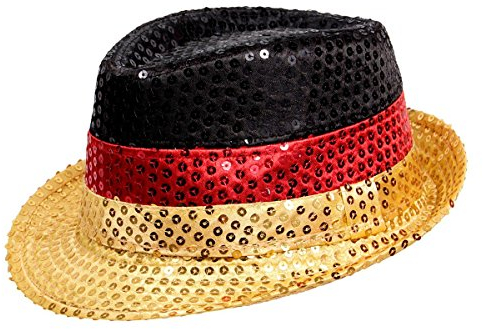 Alsino Deutschland Hut EM Party-Hut Glitzerhut Trilby - mit Pailletten, Unisex Größe - Durchmesser: 19,5 cm
