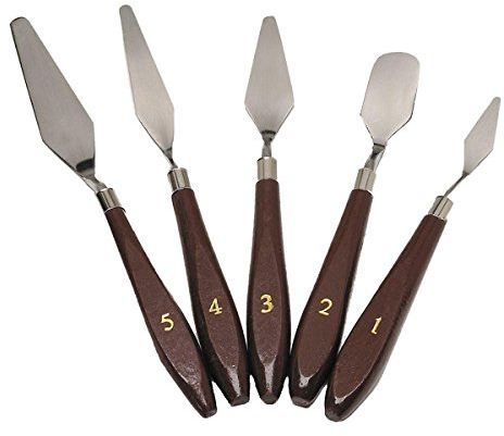 5-Piece Painting Knife Set, GoFriend Stainless Steel Spatula Palette Knife Painting Mixing Scraper Oil Painting Accessories Color Mixing
