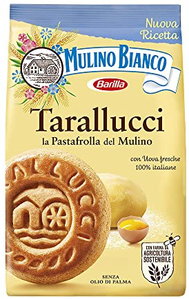 Mulino Bianco, Tarallucci, Biscuits sablés à la farine de blé issue de farines agricoles durables et d'œufs frais, sans graisses hydrogénées ni colorants - 1 paquet de 350g