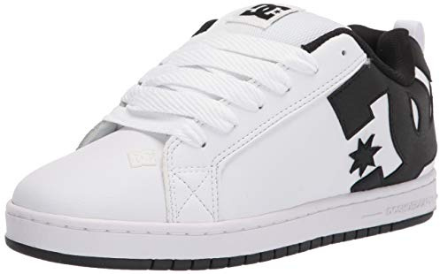 DC Mens Court Graffik Skate Shoe, White/Black/Black,12