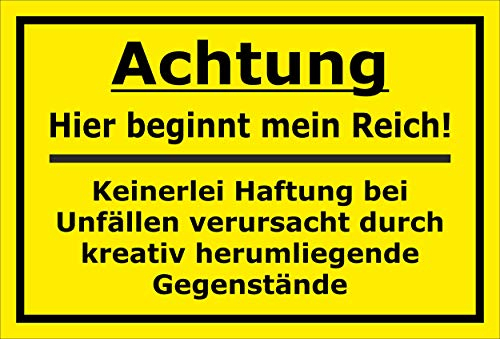 MelisFun Achtung - Hier beginnt Mein Reich - lustiges Schild Geschenk-Idee Scherz-Artikel