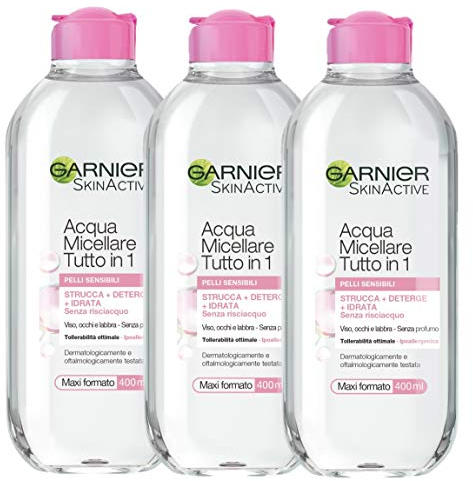 Garnier Kit Acqua Micellare Tutto In 1, Strucca, Deterge E Idrata Senza Risciaquo, 400 Ml, Confezione Da 3